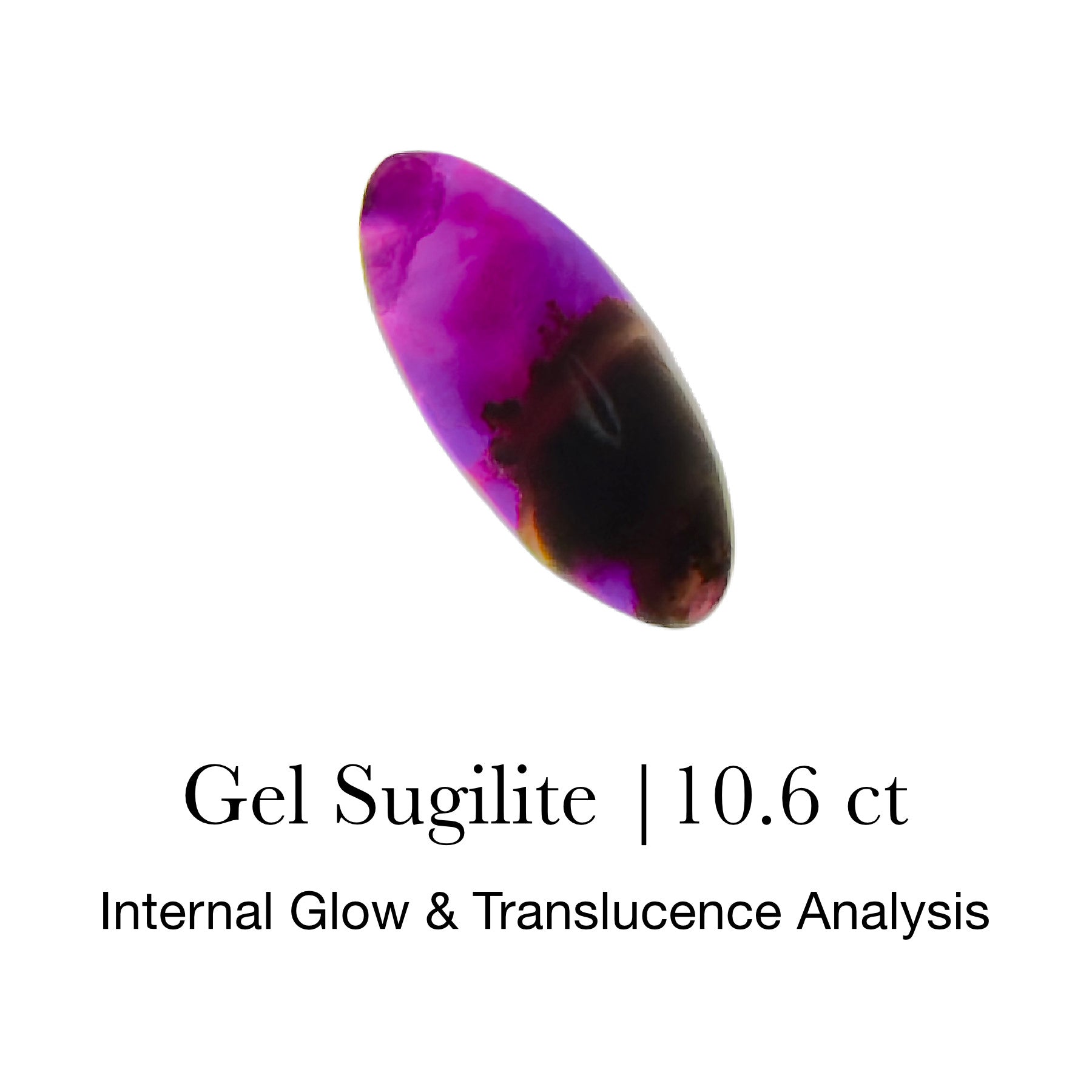 Gel-Sugilith - 10.6 ct | Kalahari-Gemälde - Internal Glow & Translucence Analysis
