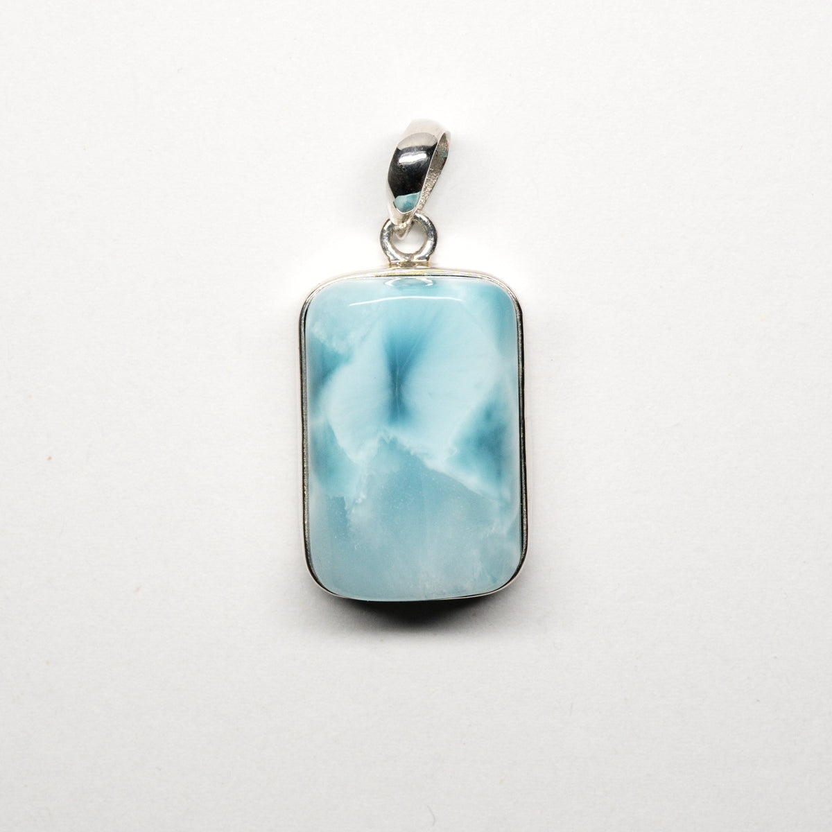 Larimar-Anhänger Rechteck kaufen: Echt, transluzent, Old-Stock (10.1g, Silber 925) - «Karibischer Lichtfalter» Schweiz