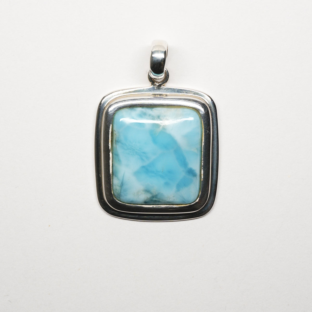 Larimar-Anhänger - Eis-Larimar kaufen: Echt, volltransluzent, Old-Stock (13.5 g, Silber 925) - «Karibisches Eisfenster» Schweiz