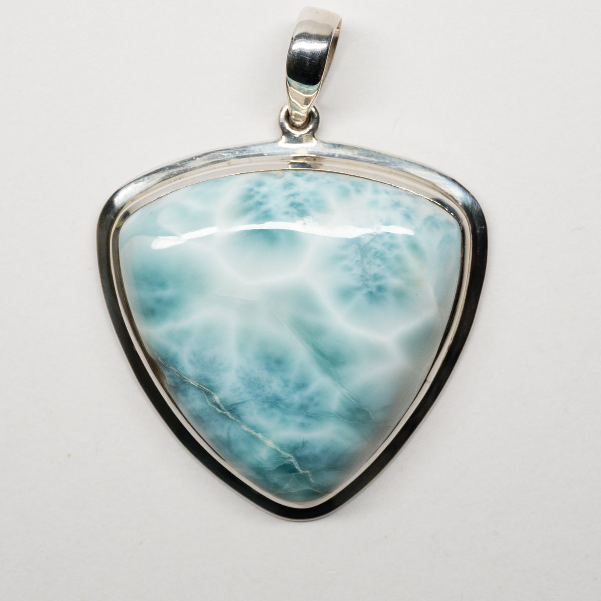 Larimar-Anhänger - Eis-Larimar kaufen: Echt, transluzent, Old-Stock (21.4 g, Silber 925) - «Das Schild von Atlantis» Schweiz