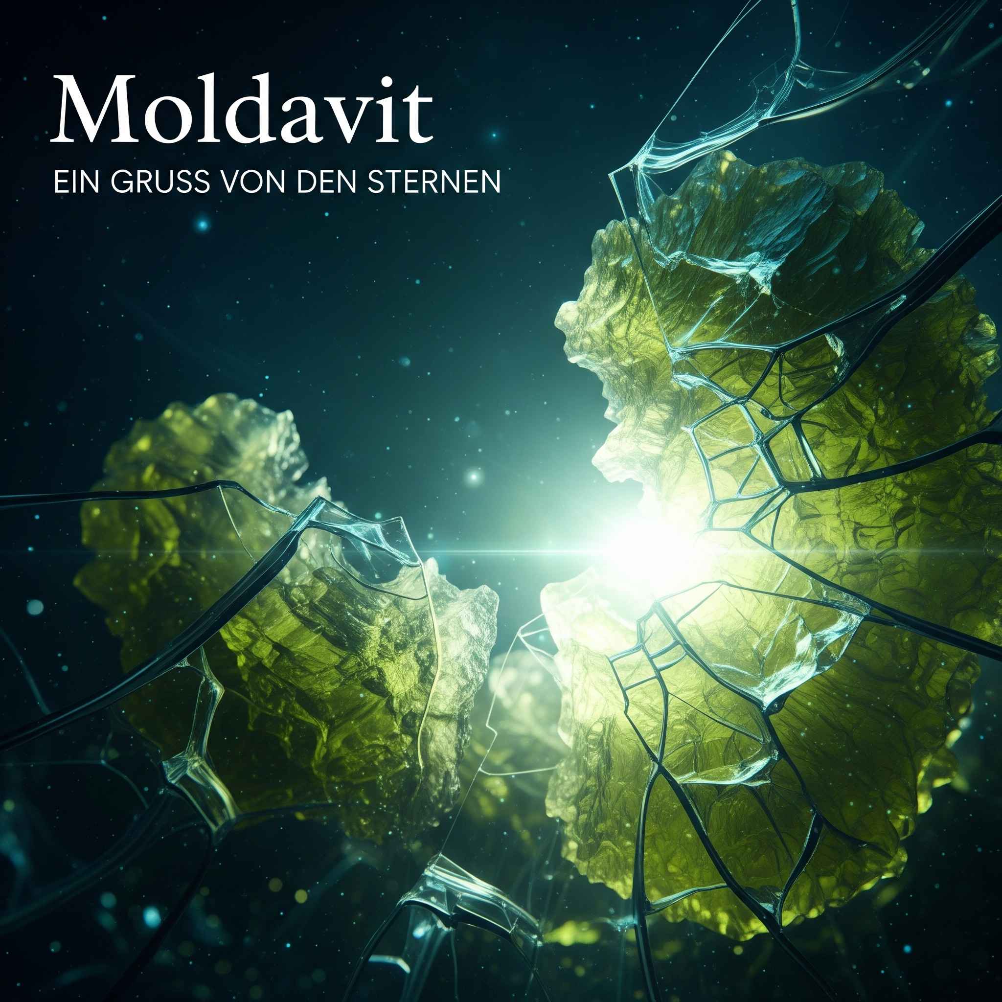 Abstrakte Visualisierung von Moldavit zum Kaufen in der Schweiz - Cosmic Catalyst | Edelsteinkabinett.Schweiz