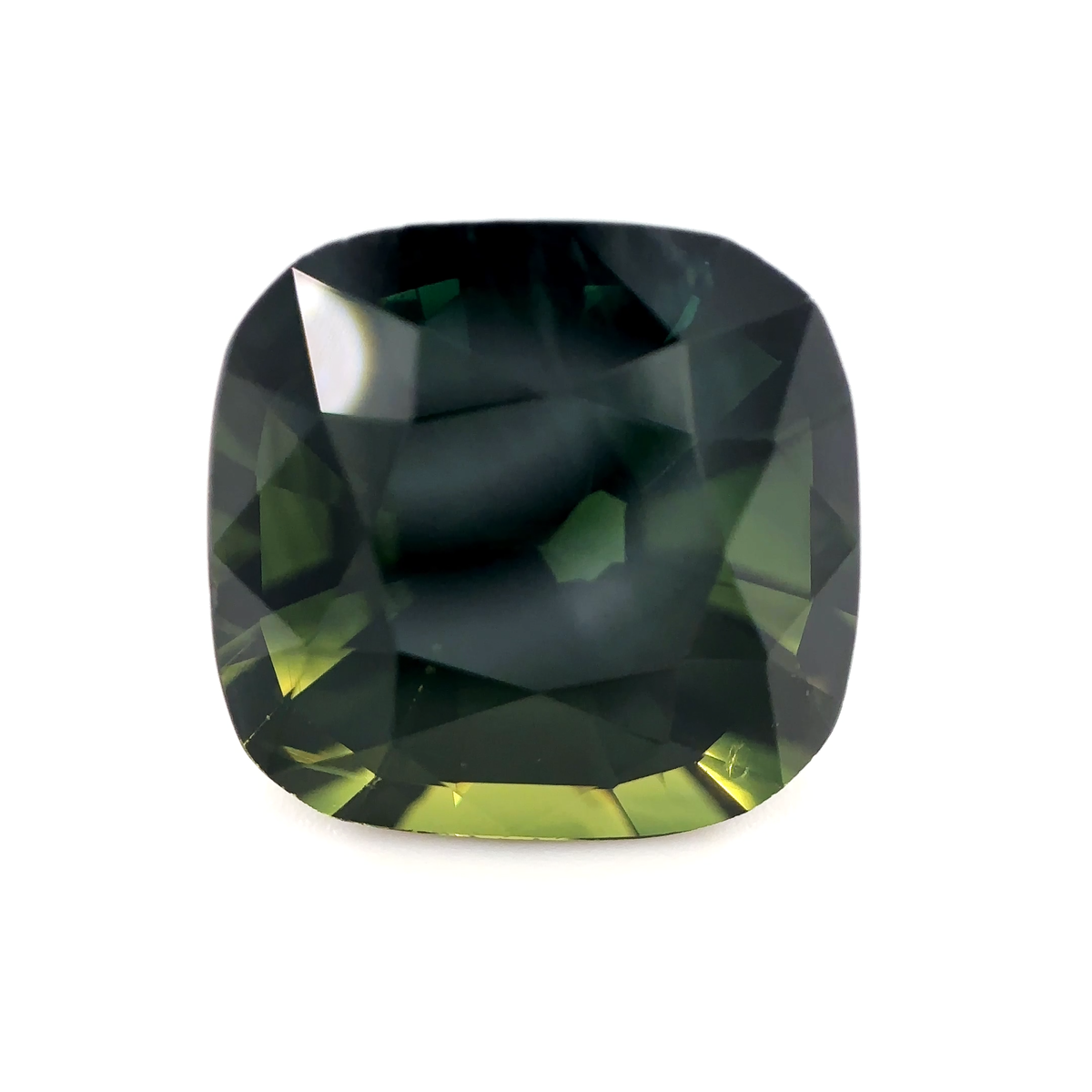 Grosser 7.82 ct Parti-Saphir aus Tansania, Bicolor Teal - Blaugrün, unbehandelt im antiken Kissenschliff. Edelsteinkabinett Schweiz.