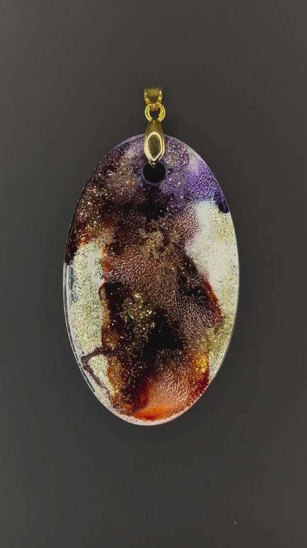 Kosmische Dämmerung in gold und violett | Resin-Art-Unikat | Swiss Art by Eric ℠